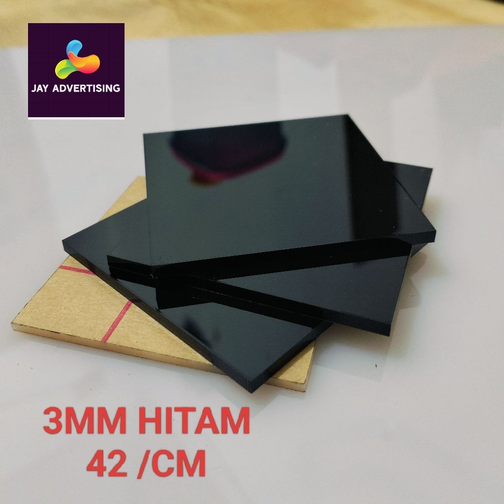 Acrylic Lembaran 3MM Hitam Glosy / Akrilik 3MM Potongan Custom 3MM