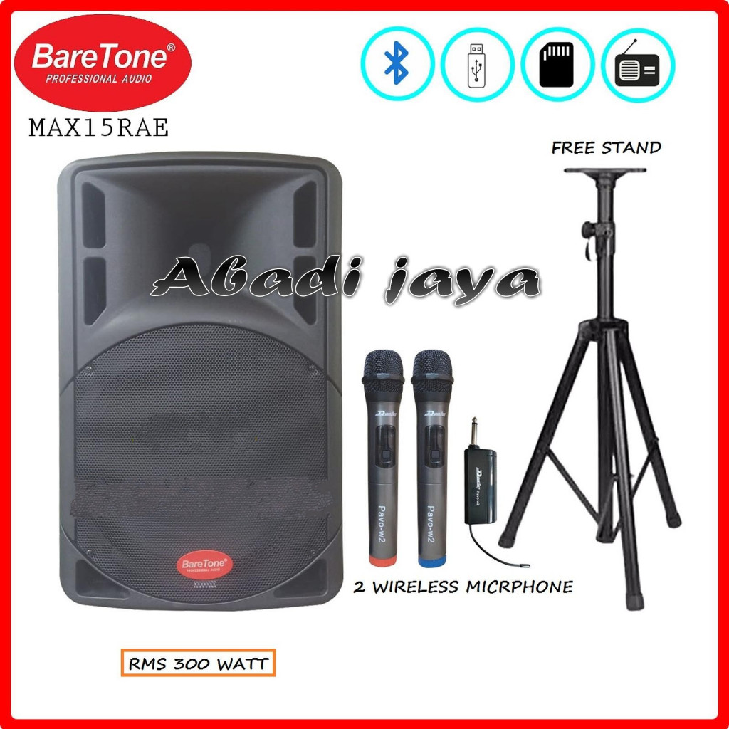 SPEAKER AKTIF BARETONE 15 INCH MAX15RAE BLUETOOTH MP3 HARGA SATUAN