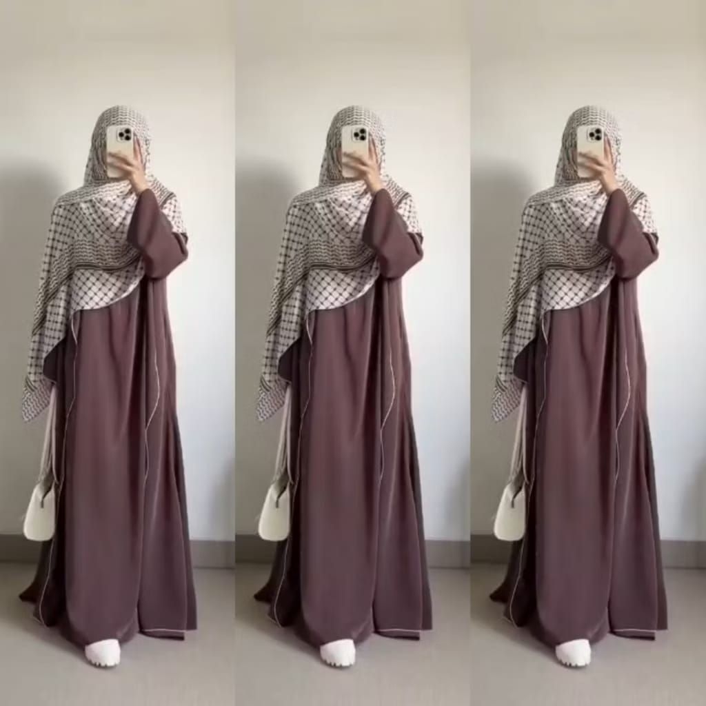 Abaya List Hitam coklat / Abaya lozy