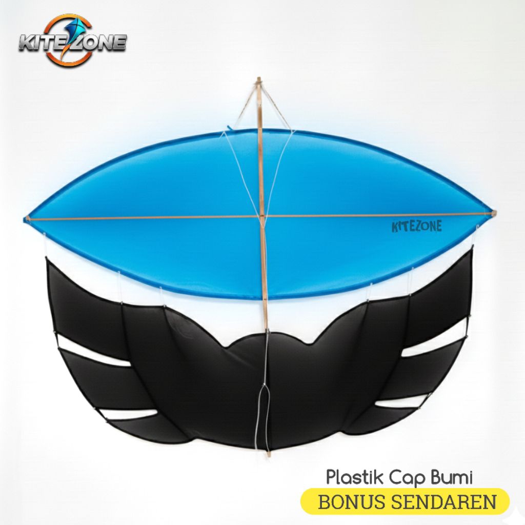 Layangan Ram Raman Biru Hitam Model JIBEK Full Bambu Pilihan, mainan layang layang mudah terbang