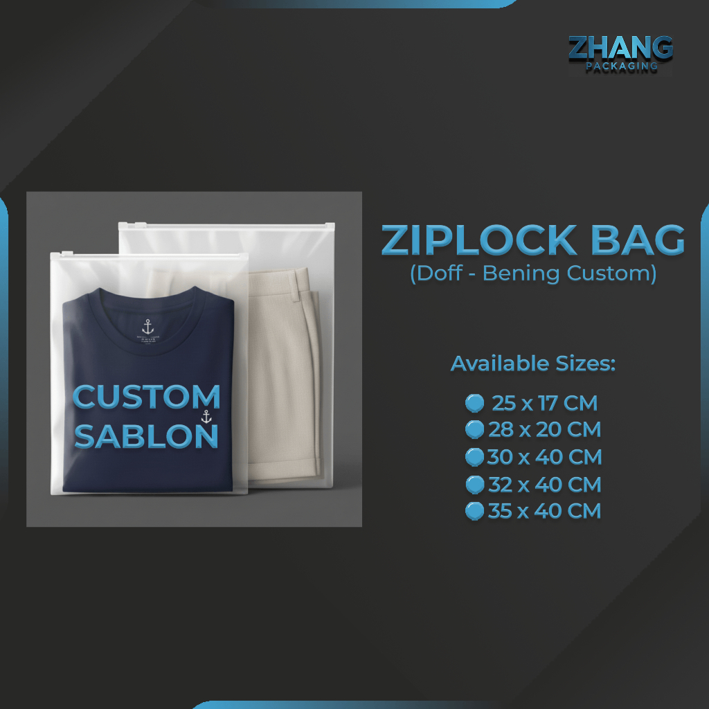 Ziplock Bag (Doff-Bening Custom) Zipper Lock / Zipper Bag / Plastik Ziplock Baju / Kemasan Hijab