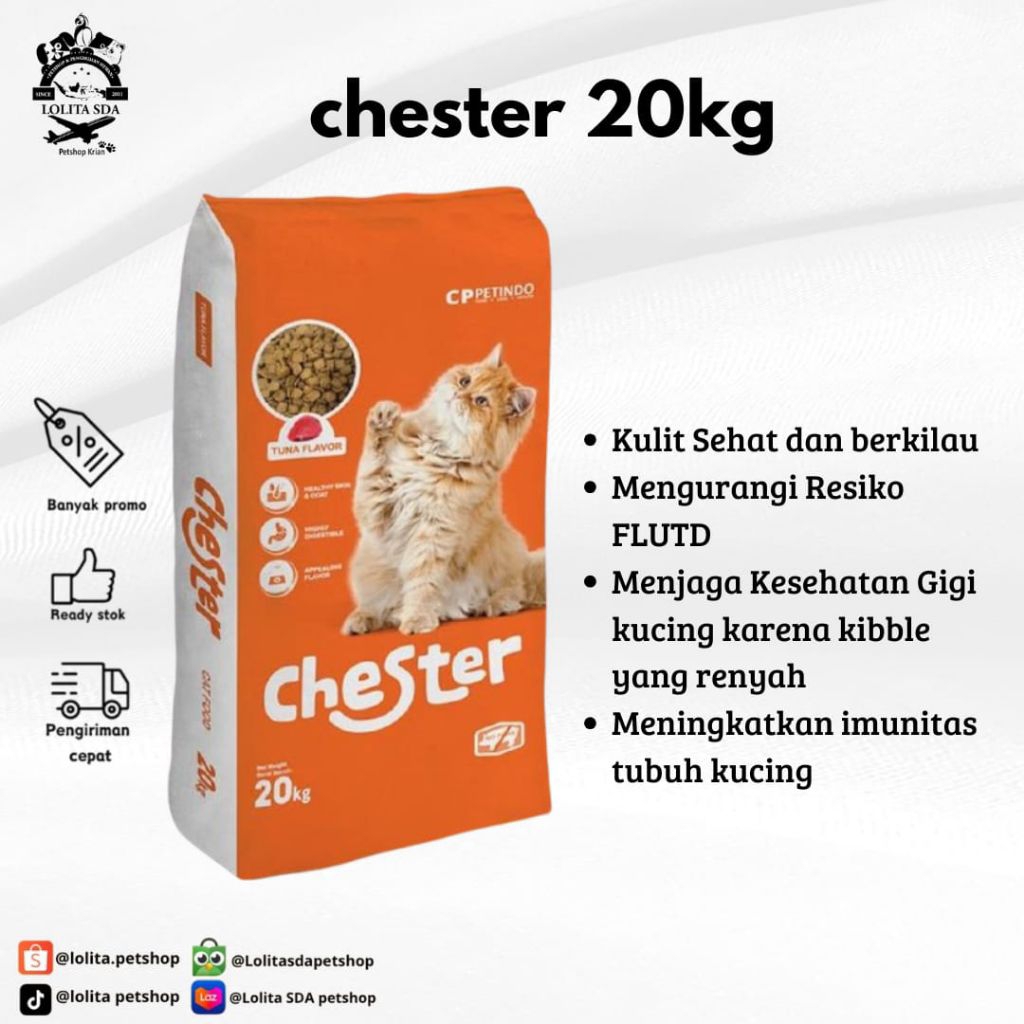 Chester cat food 20KG makanan kucing 1 sak