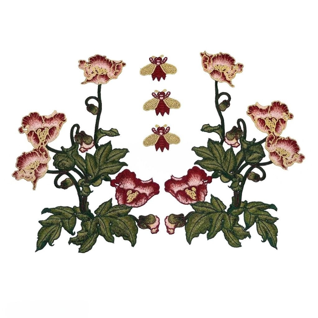 sepasang bordir bunga burung, aplikasi bordir baju