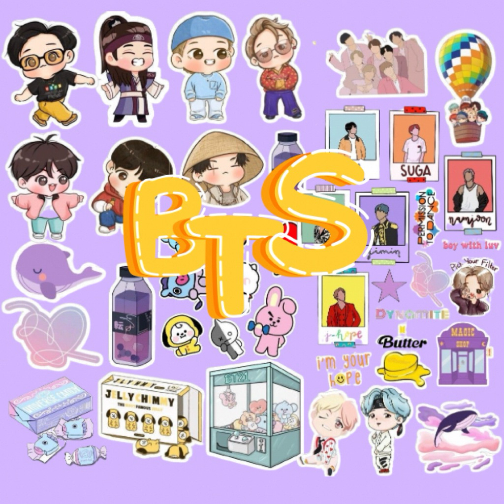 Stiker BTS KPOP Vinyl Aesthetic Pack 30pcs – Dekorasi Laptop, Buku, HP, Koper & Journal