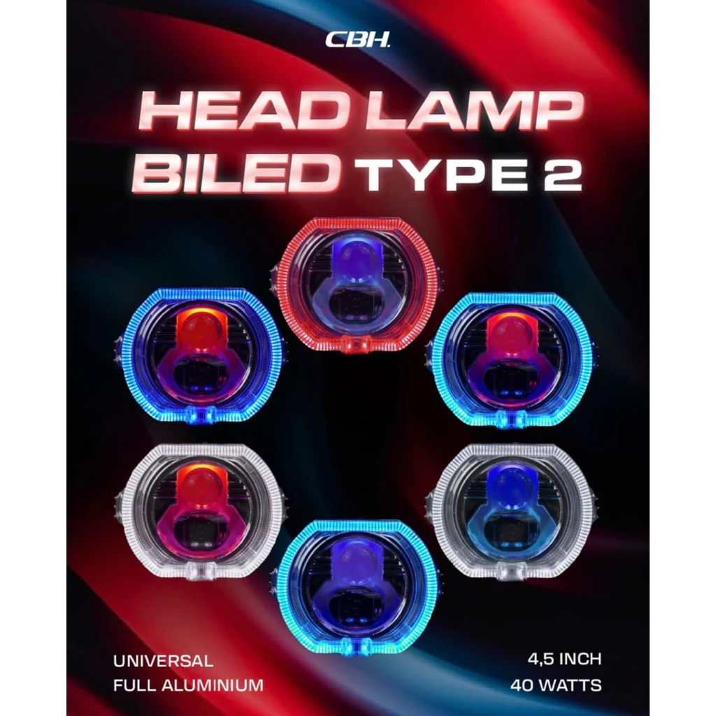 Lampu BiLed Tembak 4,5 inch CBH Original Motor Mobil Lampu Depan Laser Cut Off Type 2 Mata - Tipe 2