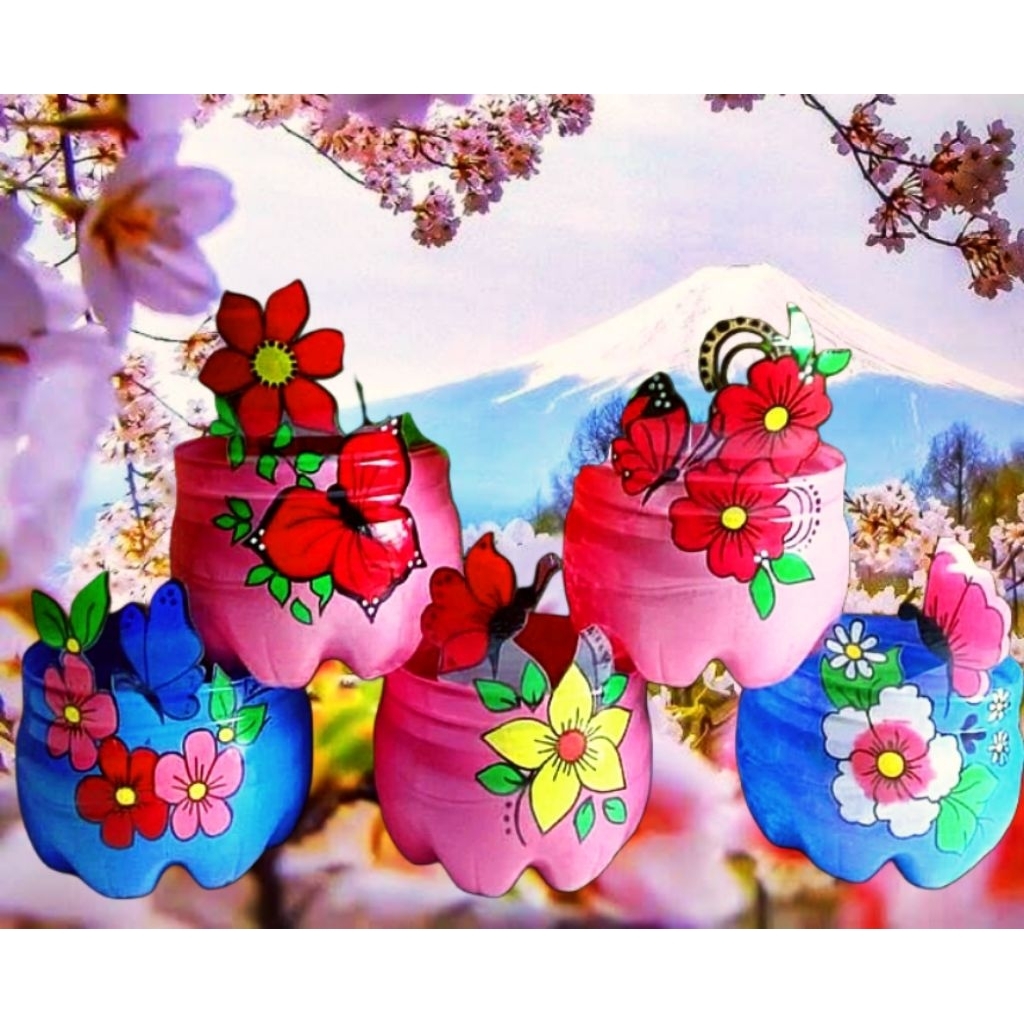 Pot Karakter Bunga m1 Prakarya dari galon le mineral