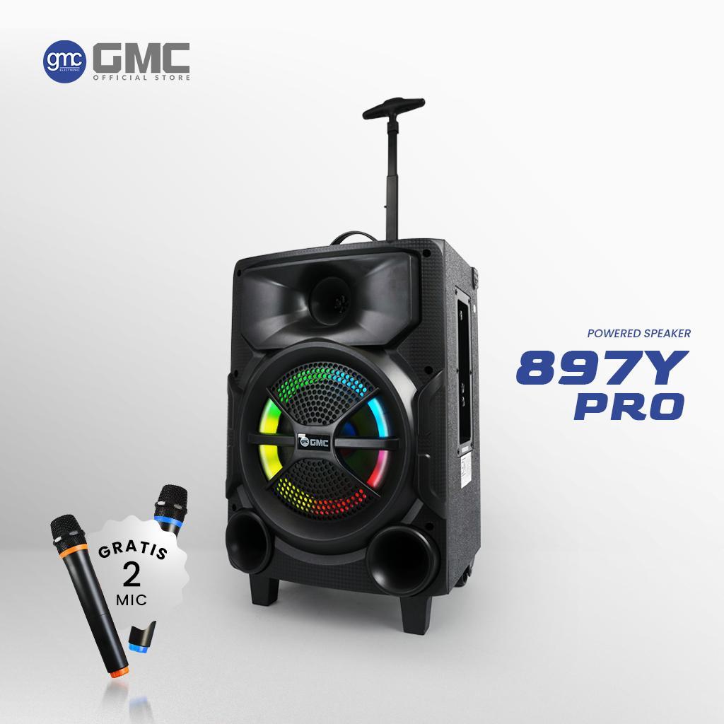 GMC Speaker 897Y Pro – Bluetooth Karaoke Speaker 8" – 150W, USB, SD, AV In, FM Radio, Karaoke Jack