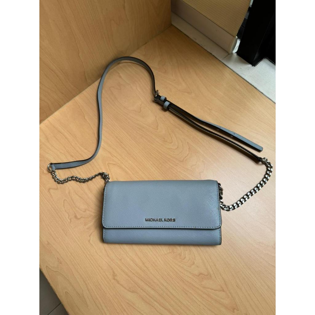 Original MK Michael Kors Baby Blue Saffiano Leather Crossbody Bag Tas