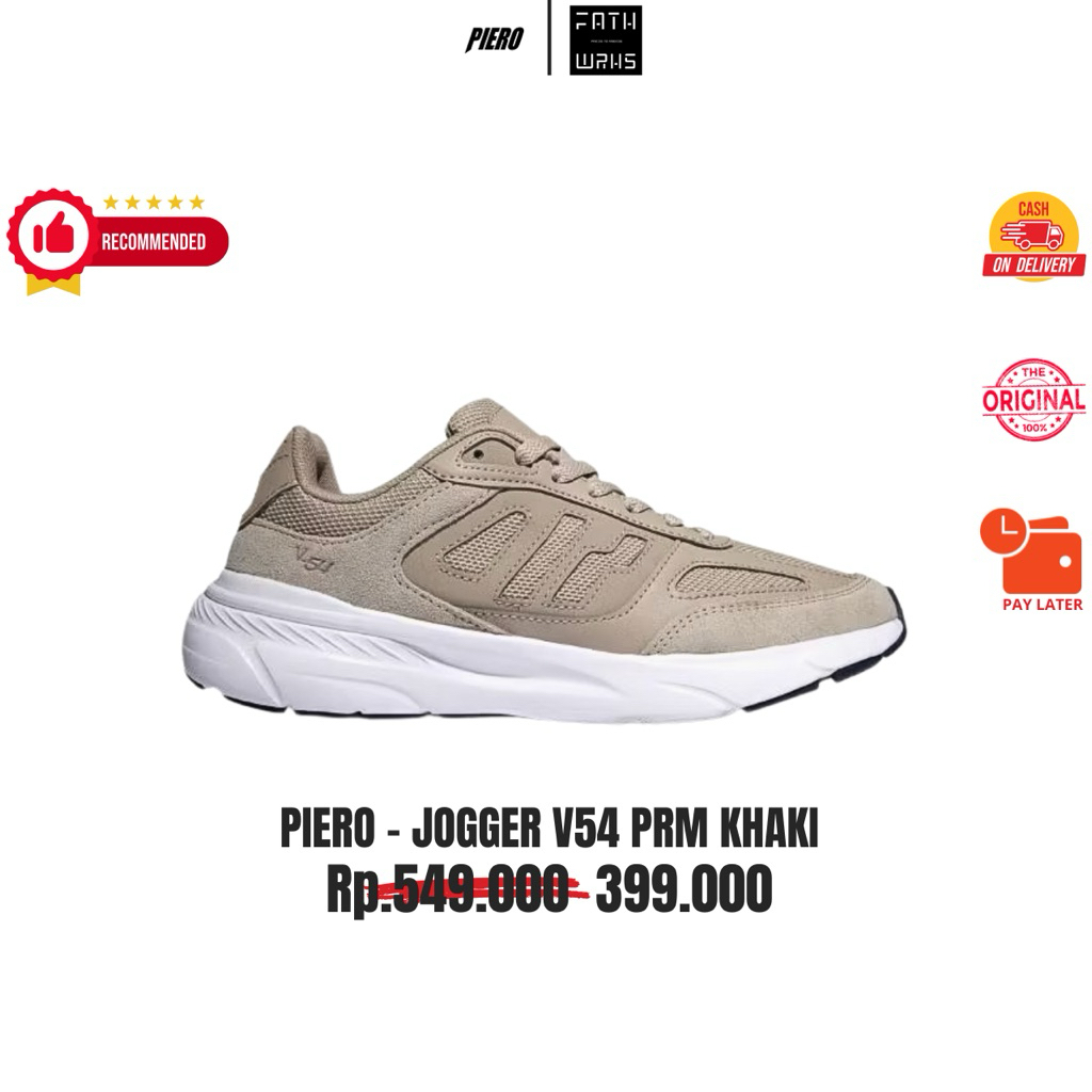 Sepatu Piero Original - PIERO JOGGER V54 PRM-KHAKI/WHITE/INDIGO