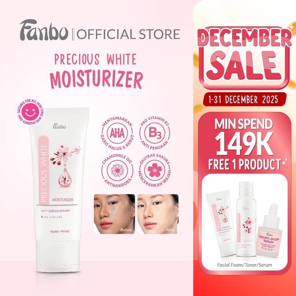 Fanbo Precious White Moisturizer (DP) - Pelembab Pencerah Anti Kusam- mengandung ekstrak sakura dan 
