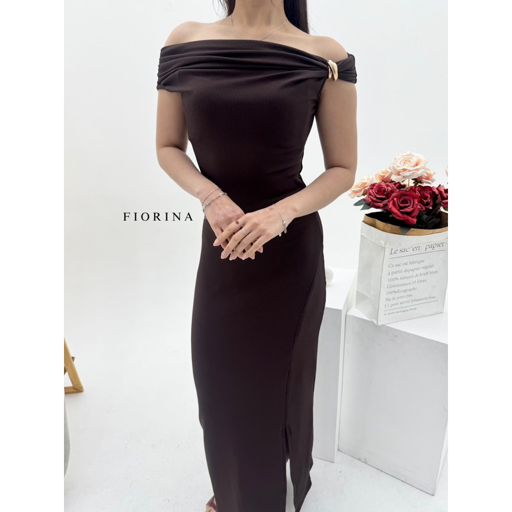 new fiorina - amora dress gold klip long dress simple dress dress natal