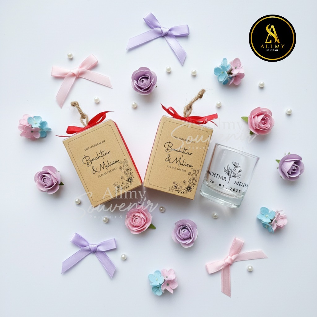 GELAS SLOKI KEMAS MIKA SOUVENIR isi 50pcs + Krat Kayu