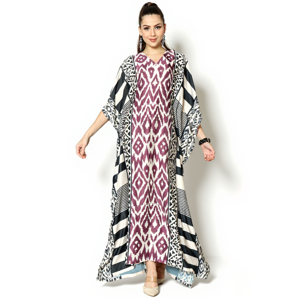 Kanzi Collection Short Sleeve Monochrome Kaftan