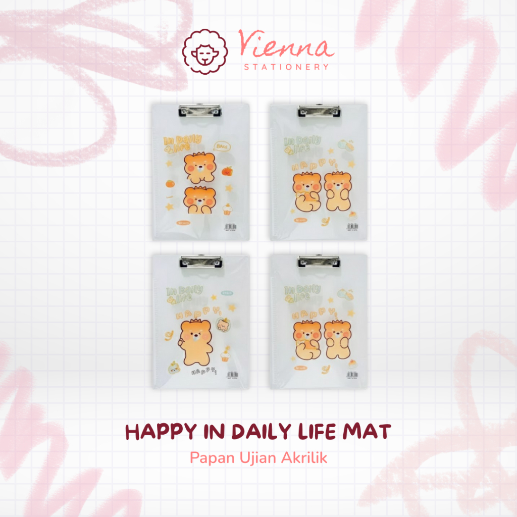 Papan Ujian Clipboard Transpara Acrylic Cotton Lucu A4/papan Jalan