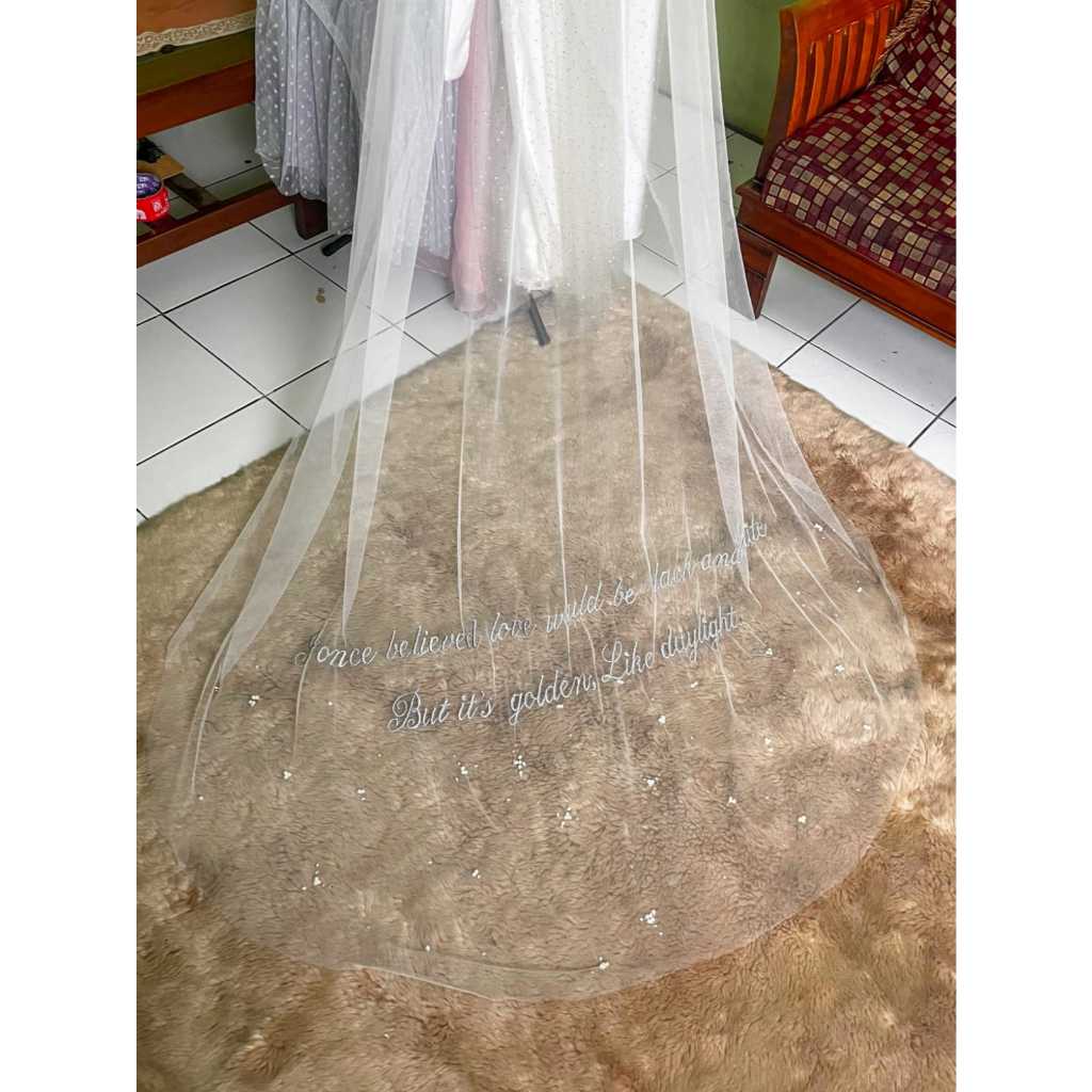 EMBROIDERED VEIL MUTIARA HOTFIX veil bordir payet wedding veil pengantin