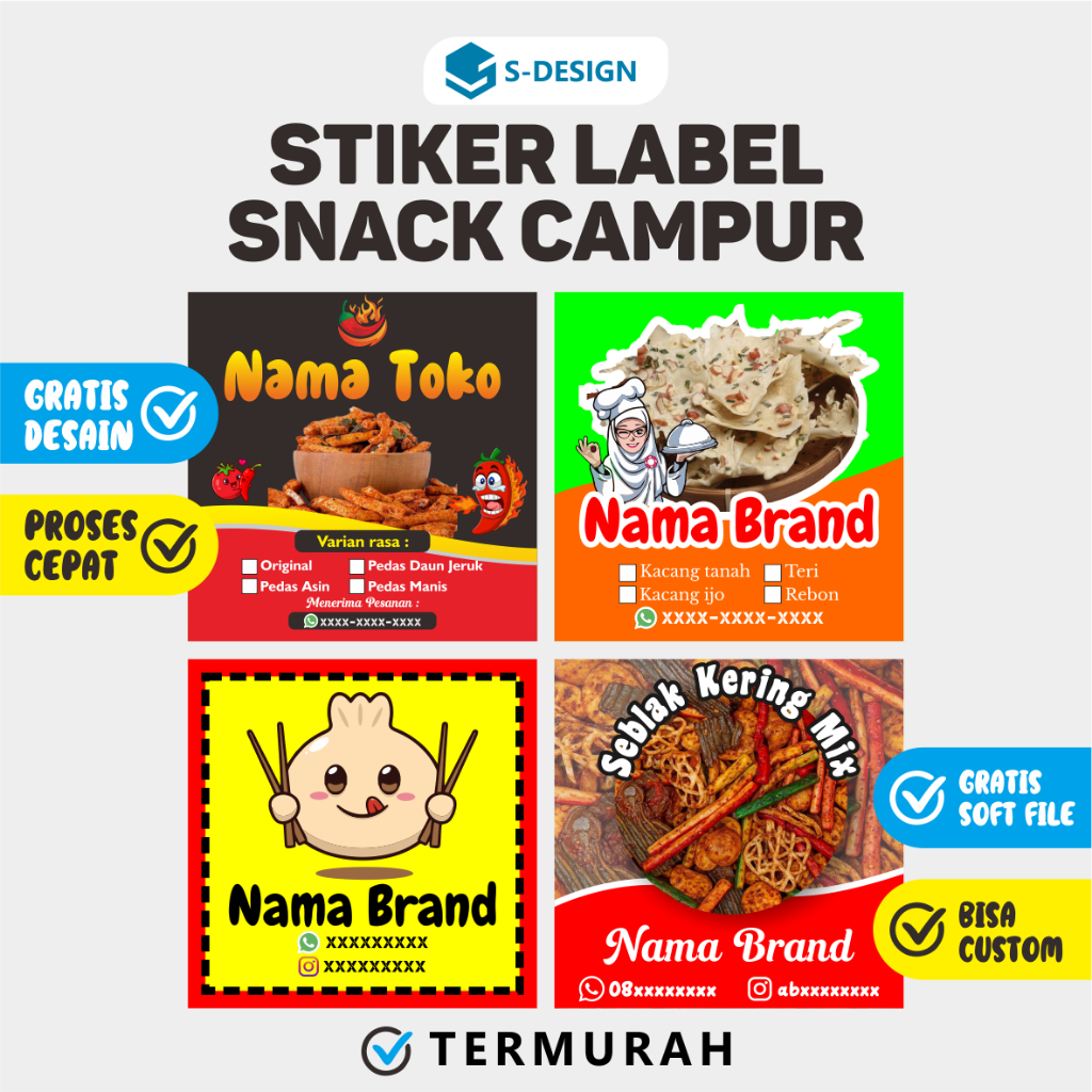 STIKER LABEL SNACK CAMPUR TERBAIK SDESAIN / STIKER LABEL / STIKER SNACK / STIKER CUSTOM / CETAK