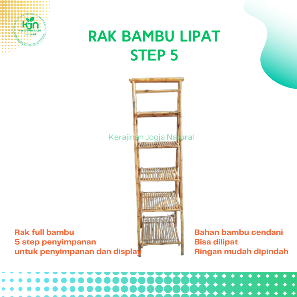 Rak Bambu Dekoratif/Rak Bambu Lipat/Rak Bambu Cendani/Rak Susun/Rak Bambu 5 Step/Susun 5 Tinggi 180c