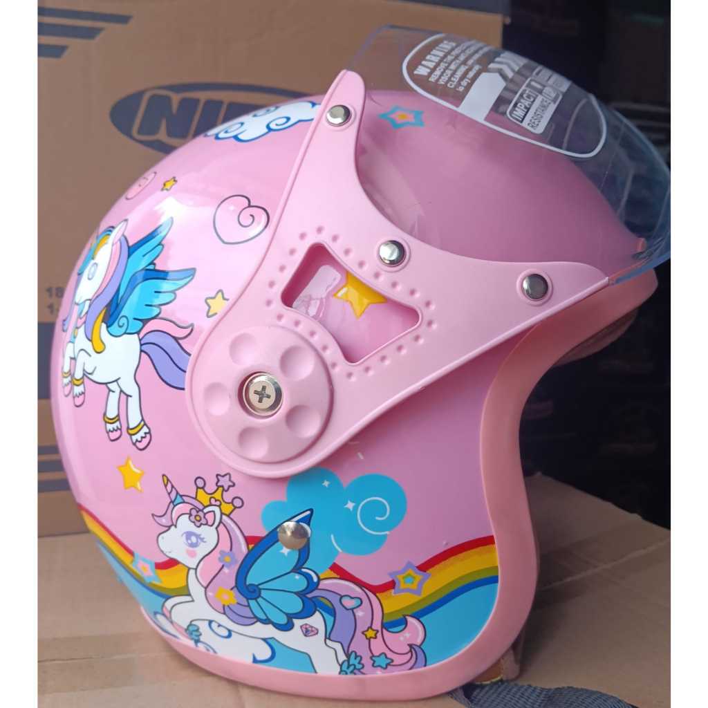 Helm Anak Pilot SNI Motif Retro Lucu Laki Perempuan Usia 2-10 Tahun