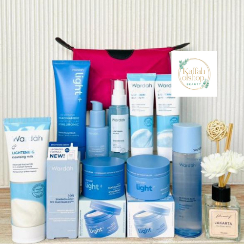 WARDAH PAKET LIGHTENING GLOWING 9 PRODUK GRATIS POUCH