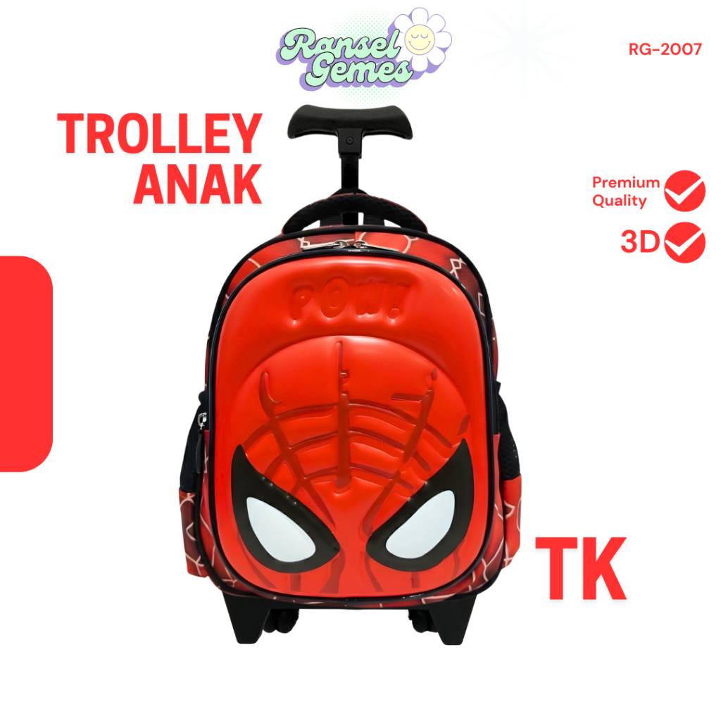 Tas Troli Anak TK 3D LED Roblox Tas Ransel Sekolah Anak Laki Karakter Timbul  - Terbaru - Trolley