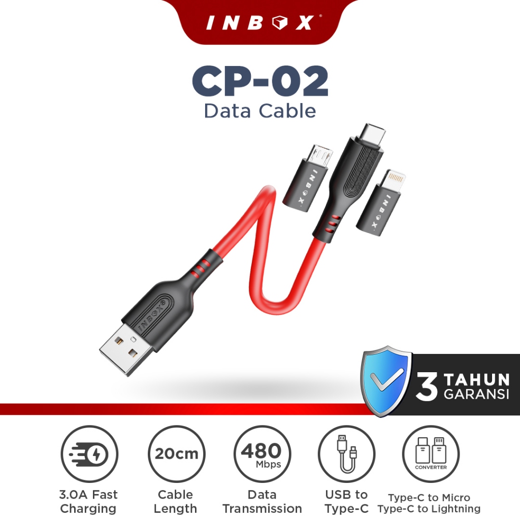 Inbox Powerbank Kit Kabel Data USB Type C dan Converter Set Fast Charging Micro dan Lightning