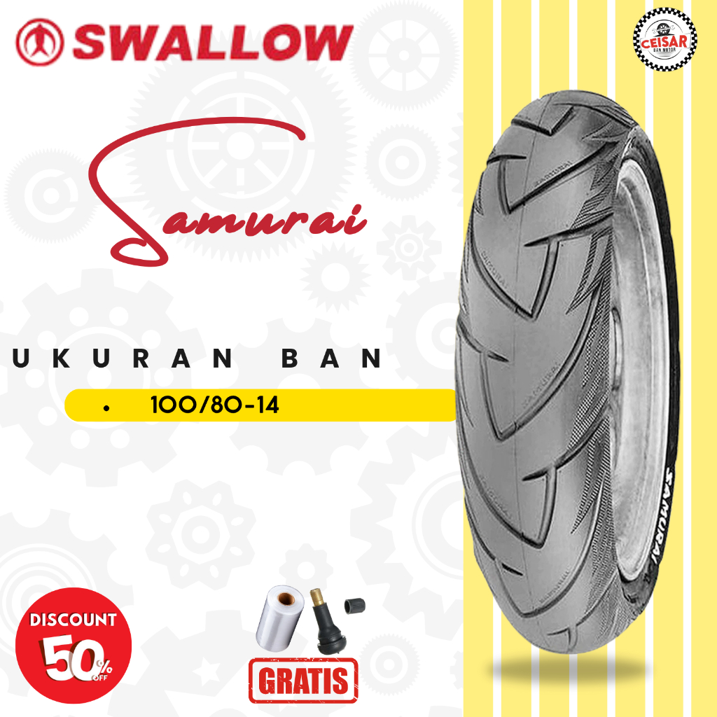 Ban Motor Matic SWALLOW SAMURAI 100/80 Ring 14 Tubeless