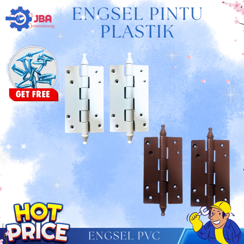 Engsel Pintu Plastik PVC  Coklat  Putih  / Engsel Plastik Pintu Kamar Mandi / Engsel Pintu  Plastik 