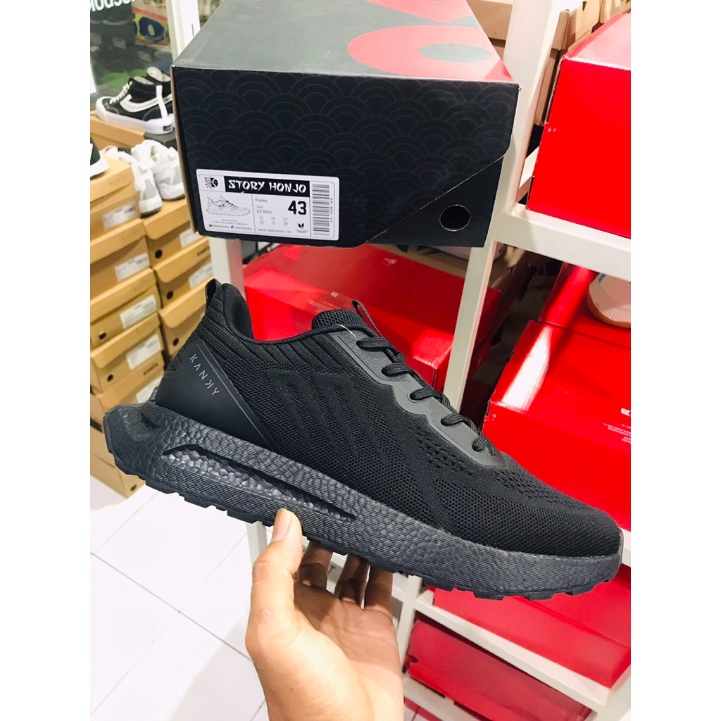 BIG SALE KANKY JO HITAM ORIGINAL SEPATU SEKOLAH/FULL BLACK/RUNNING/LARI/SNEAKERS
