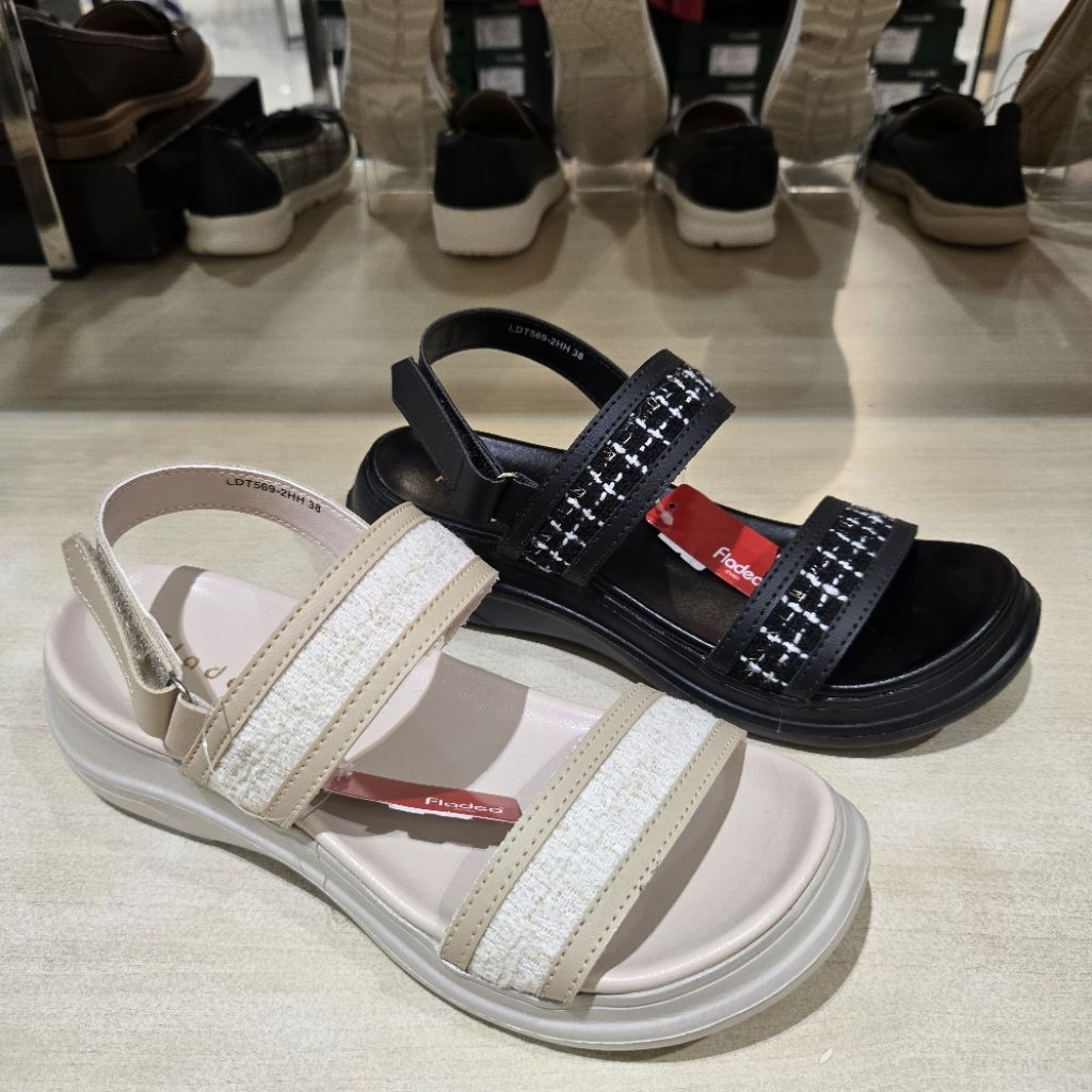 Fladeo sepatu sandal wedges hak rata 5cm wanita new ringan & ori size 36-40