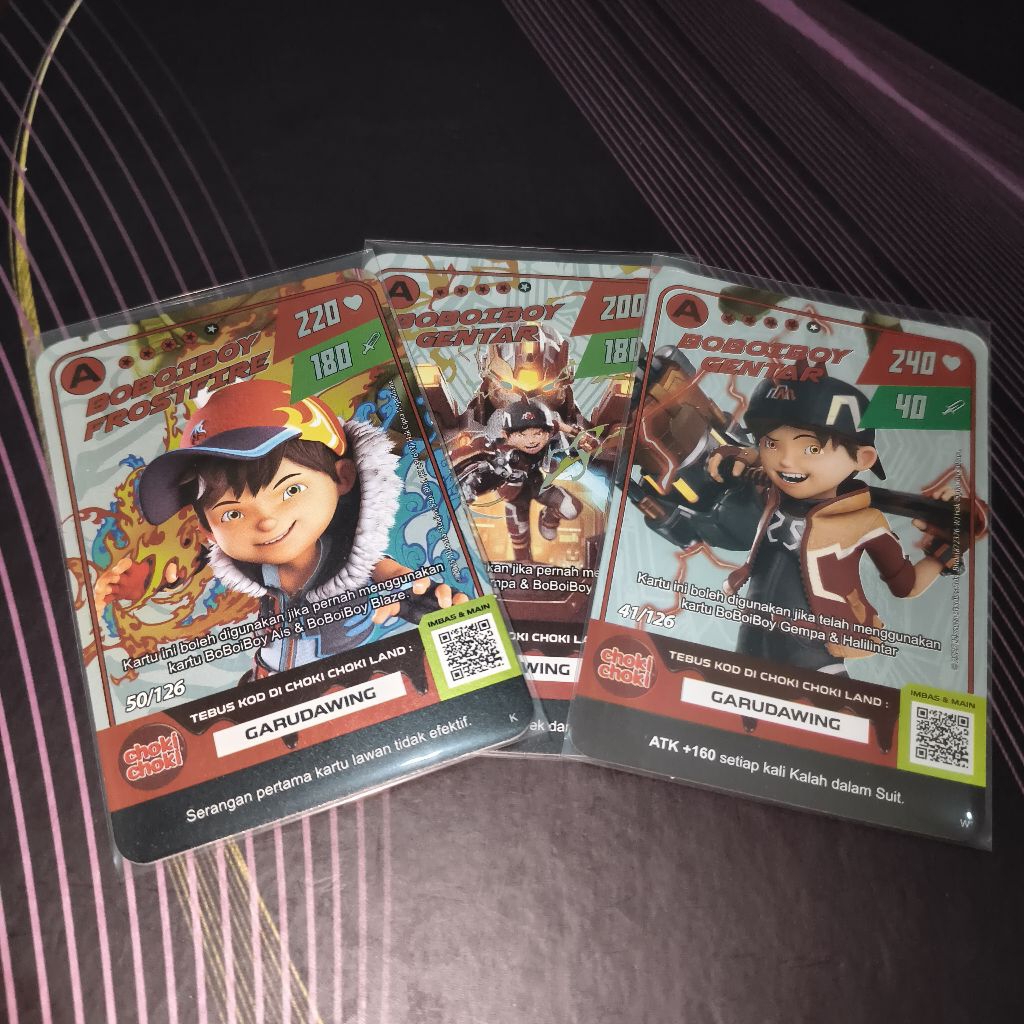 [HARGA SATUAN] Kartu Hologram Foil Tipis Versi Pek Heroes Unite BoBoiBoy Sopan — Choki Choki Boboibo