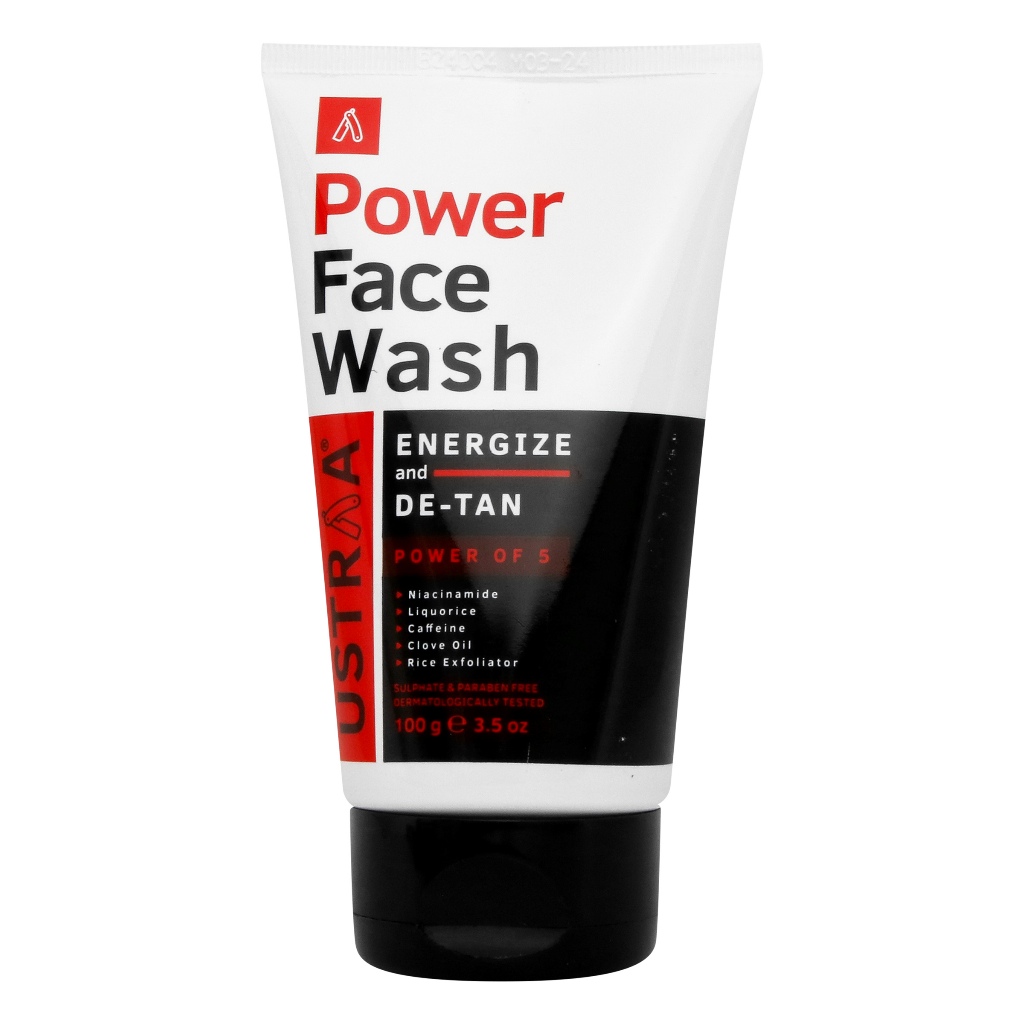 USTRAA POWER FACE WASH ENERGIZE AND DE-TAN - 100GR | Pembersih Wajah Pria, Mencerahkan, Mengecilkan 