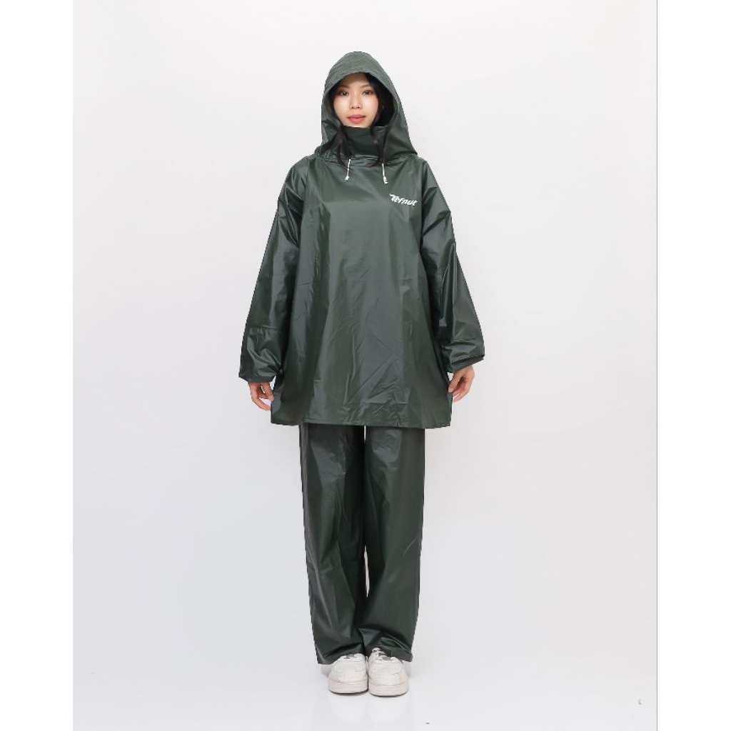 JAD HUJAN RAINCOAT HOODIE SETELAN DEWASA 100% ANTI REMBES BAHAN PVC TEBAL