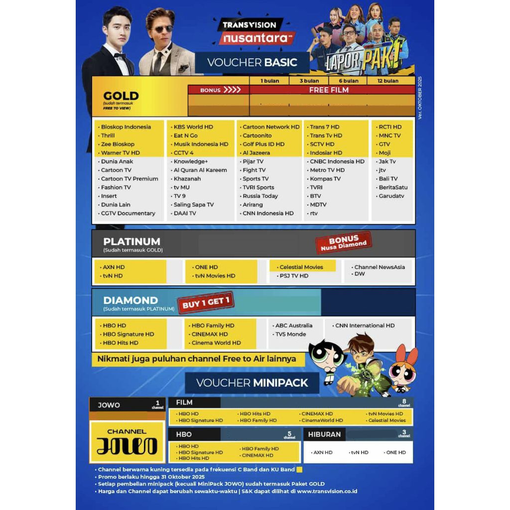 Voucher Paket Nusa Diamond Minipack Tanaka Nusantara HD Transvision 30/90 Hari