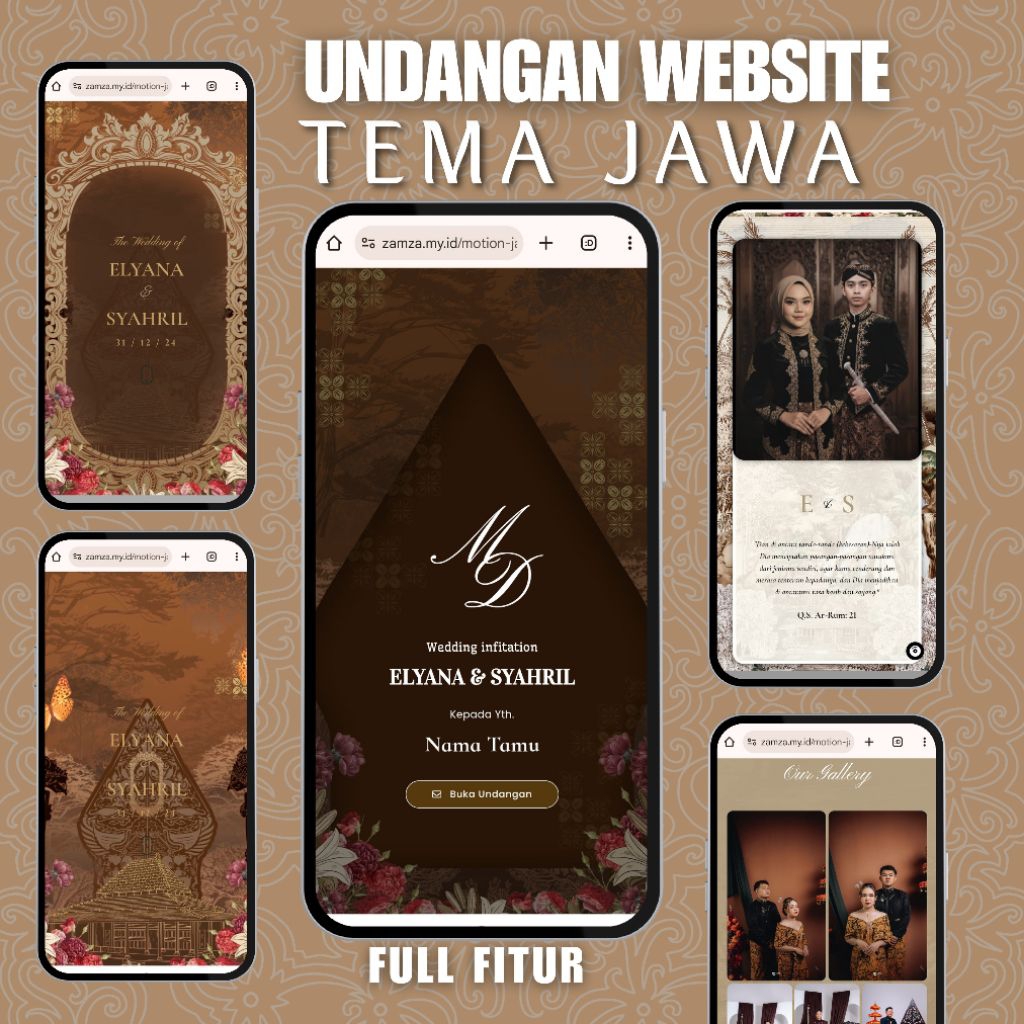 Undangan digital pernikahan 3D Tanpa Foto Adat Jawa