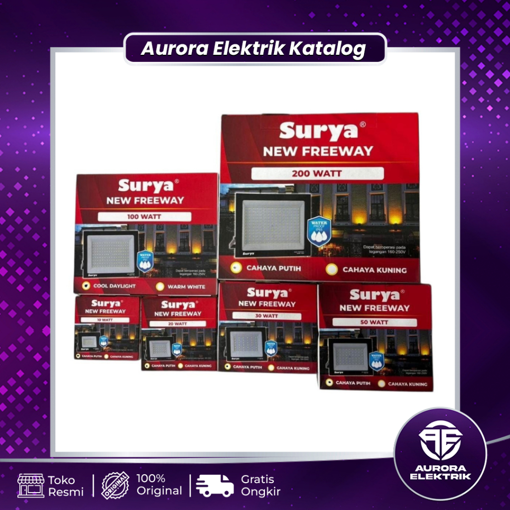 Lampu LED Sorot / Lampu Tembak SURYA Cahaya Kuning