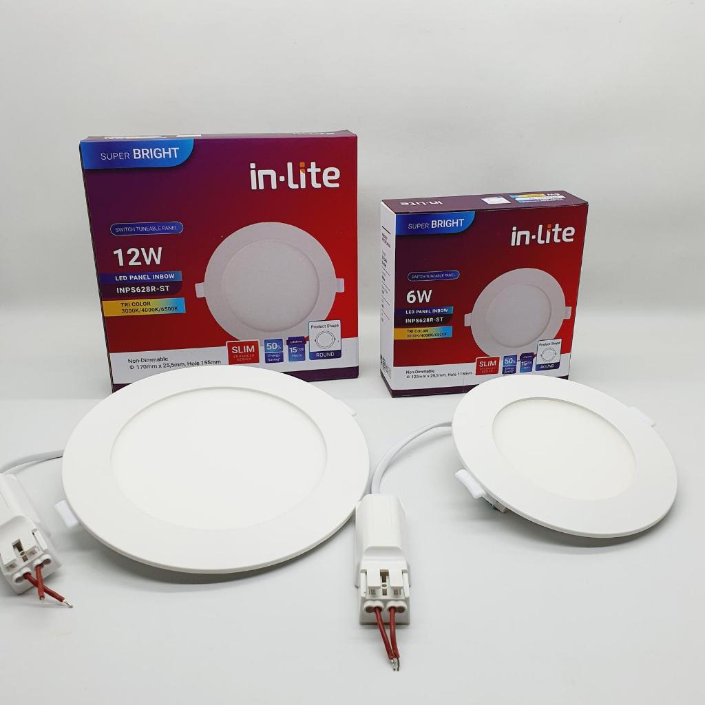 Lampu Downlight Tri Color Led Inlite 6W 12W Panel Inbow 3 Warna Dalam Satu 1 Lampu 3000K/4000K/6500K