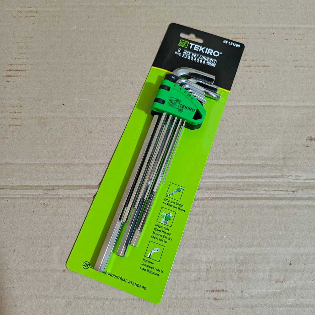 Kunci L Tekiro 1 Set Lengkap Ori - Kunci L Panjang Extra Long Hex Key Set 8 Pcs Termurah