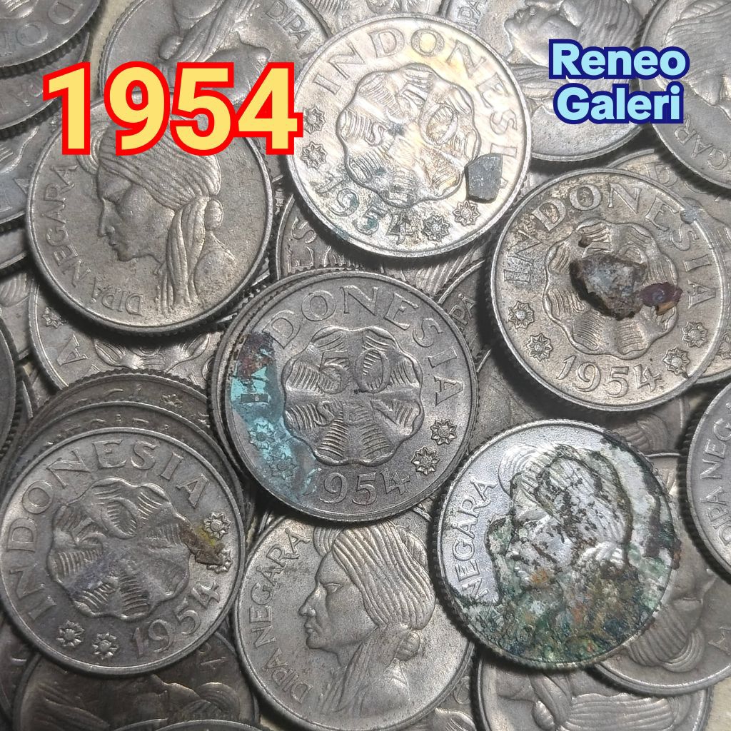 Jelek Asli 50 Sen Tahun 1954 Diponegoro Dipanegara keydate langka uang koin kuno logam Indonesia ori