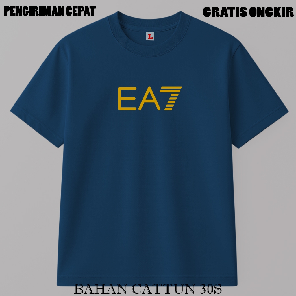 Promo Kaos Terbaru EA7 Gold Tebal Kekinian Pria Wanita Korea Style | T-Shirt Termurah Kualitas Terba
