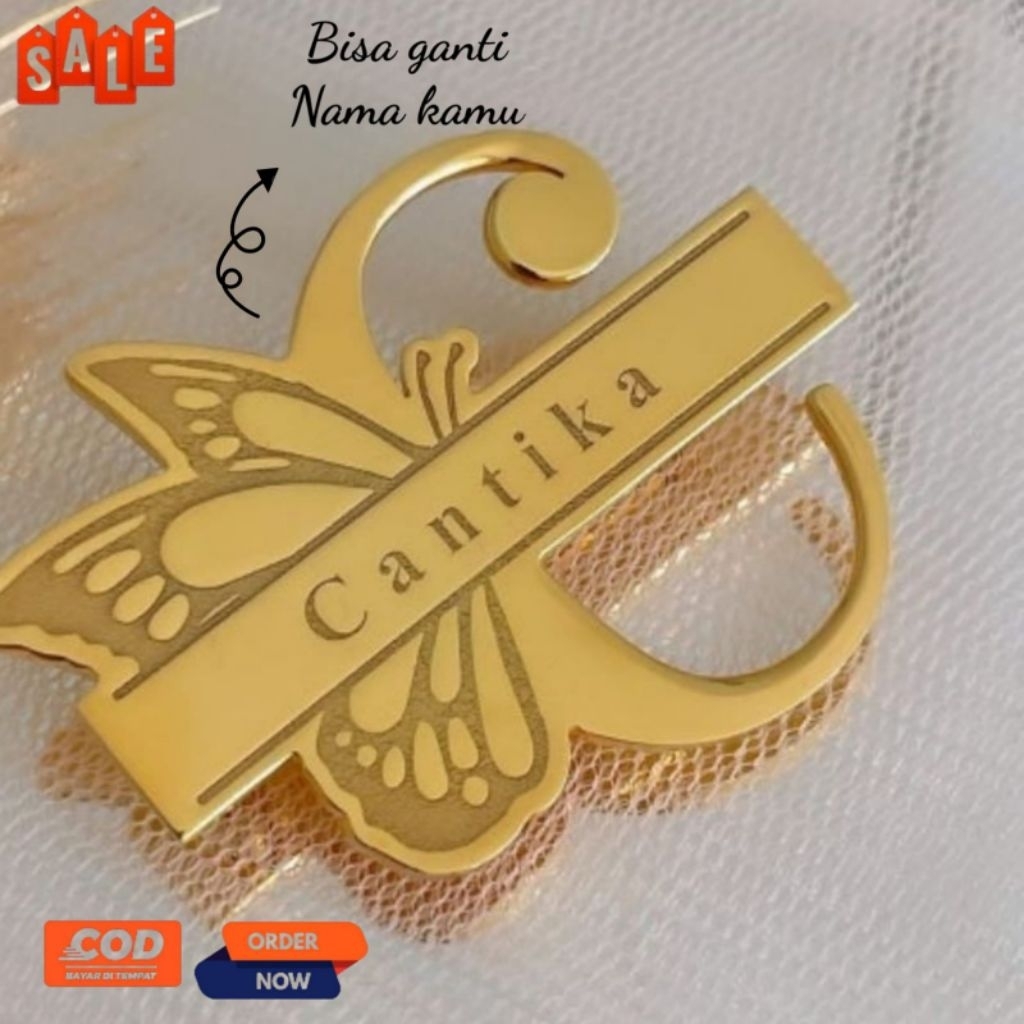 Bros Huruf inisial+Request Nama yg anda inginkan,,LapisEmas Mewah Elegant