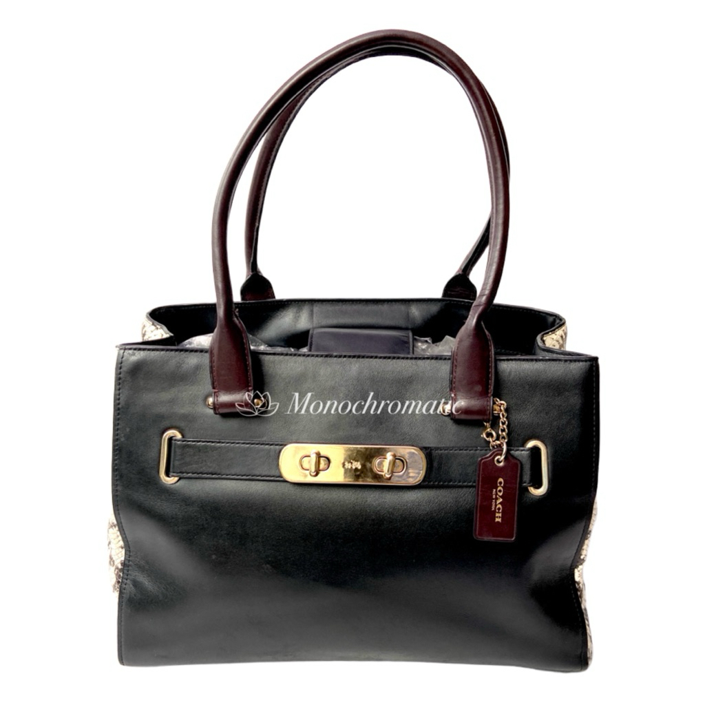 Authentic Original Preloved Coach Butik COC Swagger Carryall Colorblock Exotics Satchel Bag