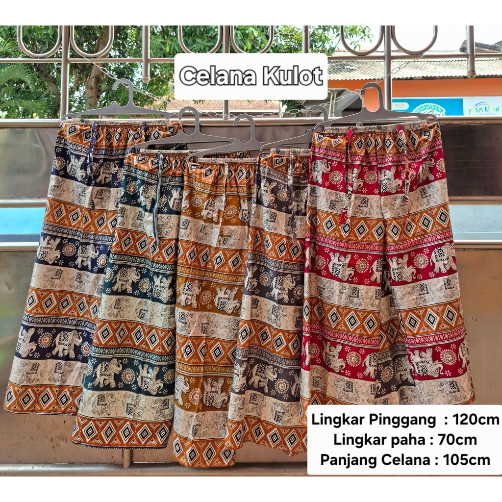 Celana Kulot Motif Gajah bahan Rayon
