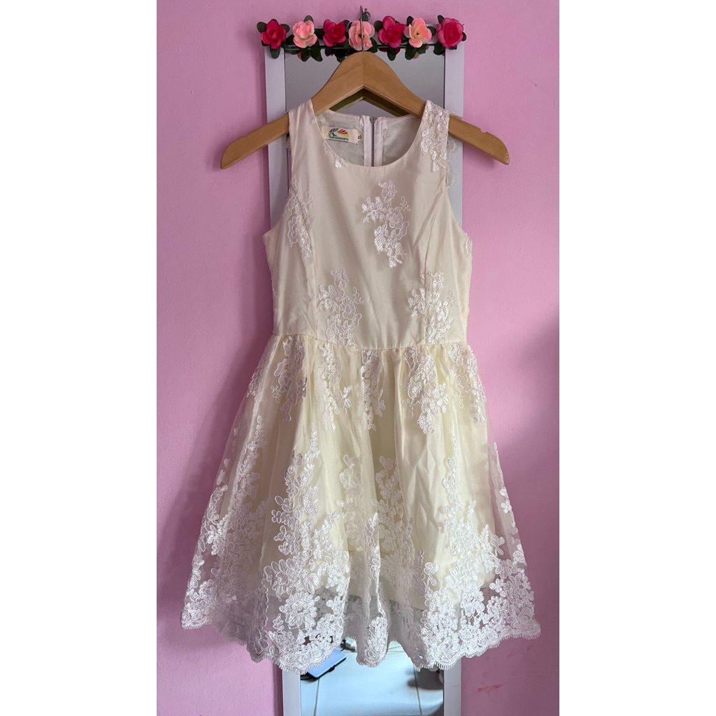 DRESS OL MINI BRUKAT PESTA NATAL CREAM KOREANSTYLE BKK VINTAGE