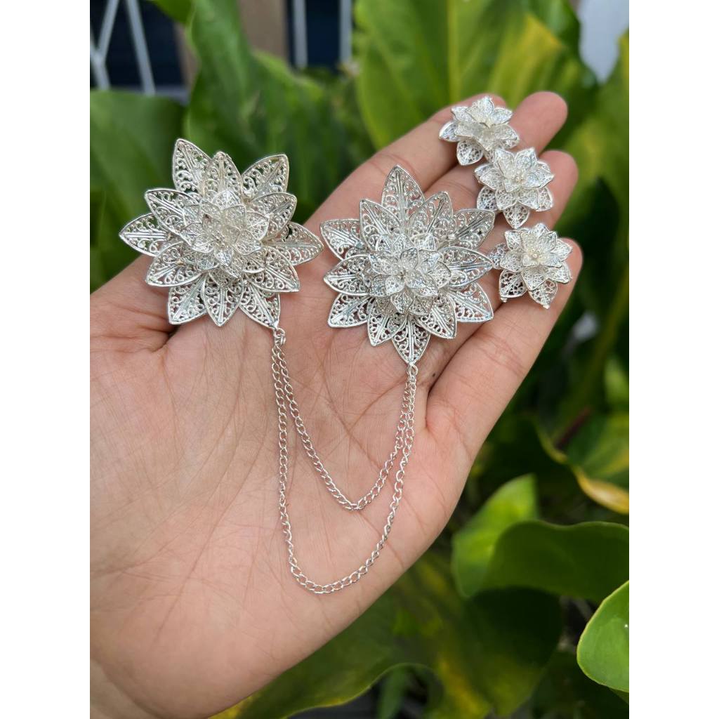 Set Bros Alpaka Bali Kancing Magnolia / Set Bros Alpaka Bali