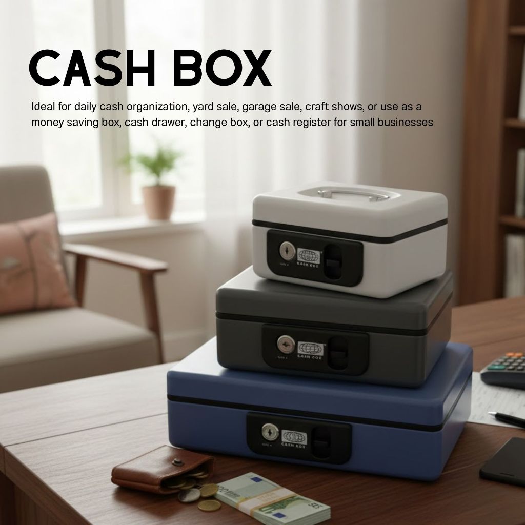 Cash Box / Brangkas Uang / Box Uang / Metal Money Box / Kotak Uang Kasir / Cash Box Besi Kunci Manua