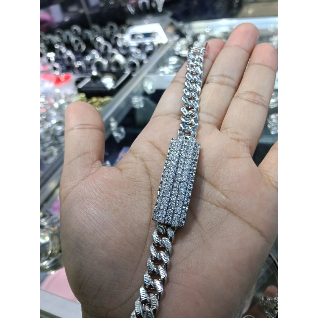 gelang plat perak crome