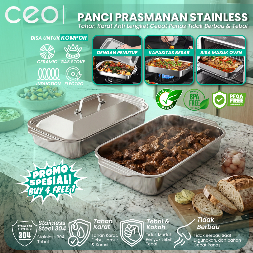 Ceo Paket Hemat Panci Full Stainless Steel Food Grade Dah Makan Saji Prasmanan Panci Jumbo Acara
