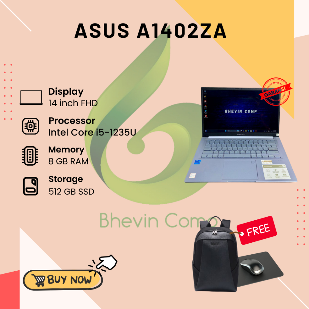 ASUS A1402ZA INTEL CORE I5-1235U RAM 8GB SSD 512GB