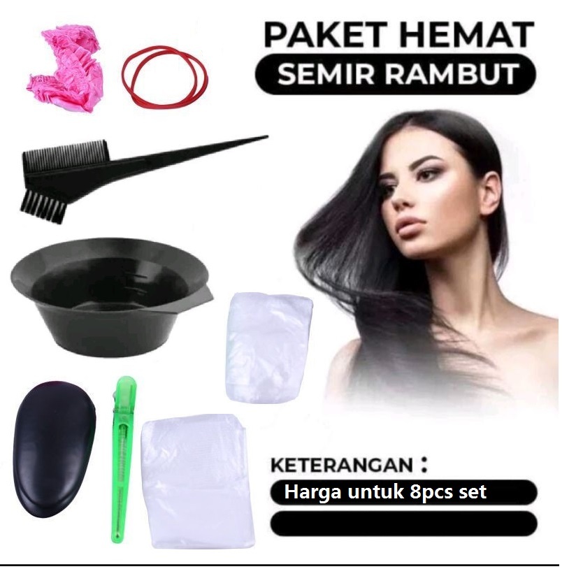 PANORAMA 8Pcs Set Peralatan Tolls Cat Semir Rambut All In ONe Dye Hair Tools Mangkok Sisir Penutup t