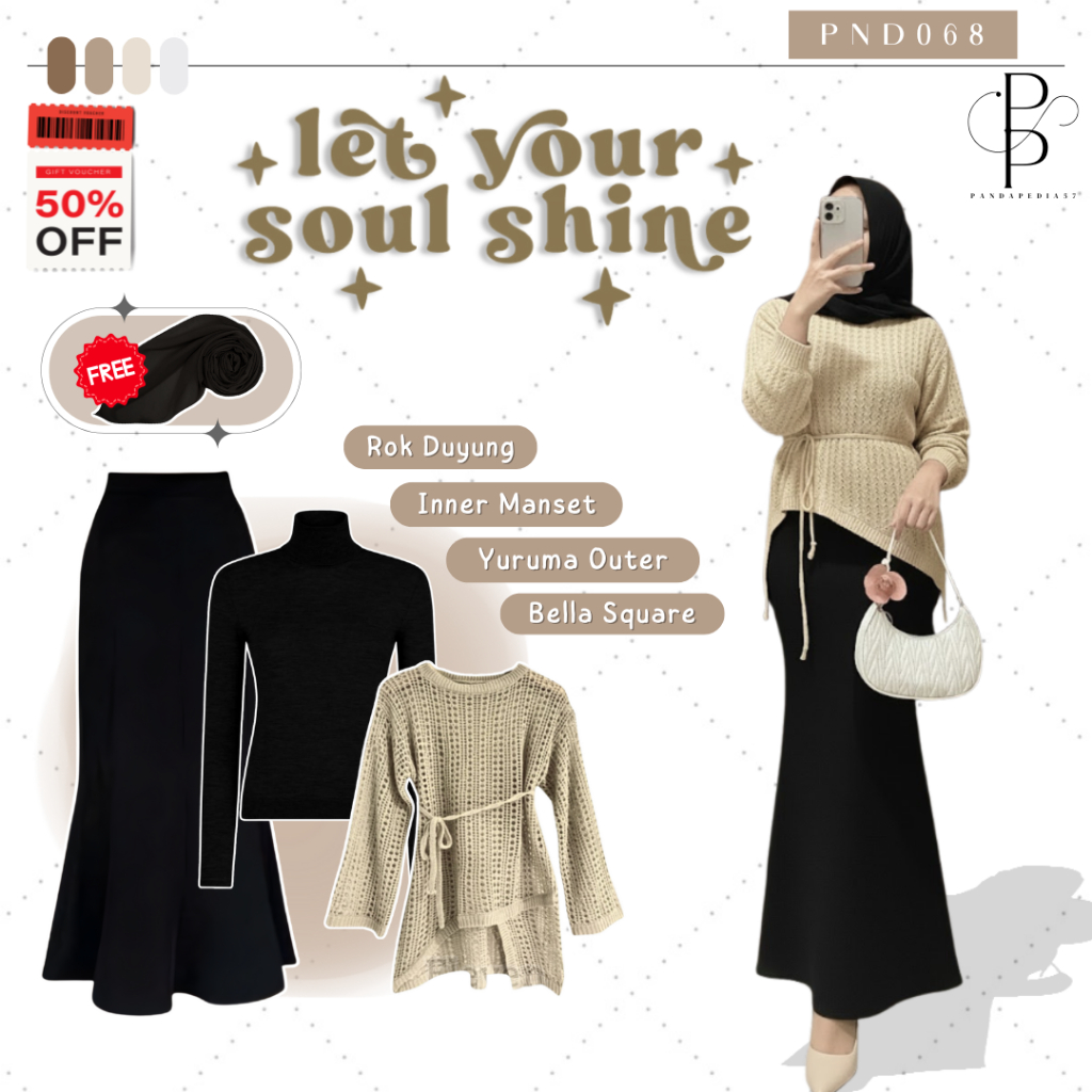Setelan Outfit Wanita Kondangan (Yuruma Outer- Rok Duyung - Inner - Hijab)OOTD Lebaran Remaja PND068